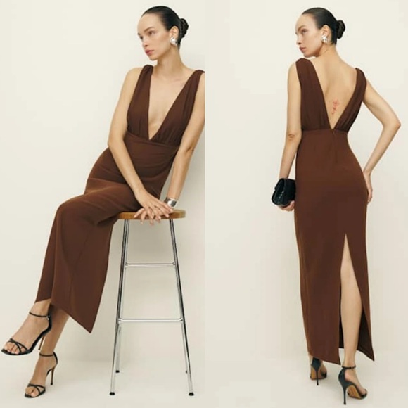 Reformation Brown Velda Maxi Dress Size 4 NEW! New with tags! - Picture 1 of 8